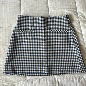 Zara Gingham Mini Skirt XS Blue&White